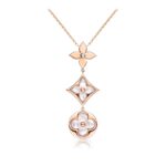 [Eternal Jewelry]COLOR BLOSSOM LARIAT NECKLACE PINK GOLD WHITE MOTHER PEARL AND DIAMOND - 图片 2