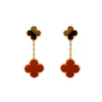 [Eternal Jewelry]CLOVER  2 MOTIF  TIGER EYE CARNELIAN EARRINGS - 图片 2