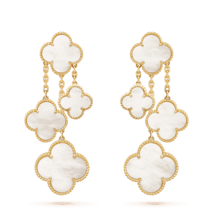 [Eternal Jewelry]CLOVER EARRINGS WHITE MOP 4 MOTIFS GOLD