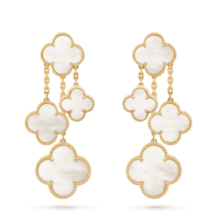 [Eternal Jewelry]CLOVER EARRINGS WHITE MOP 4 MOTIFS GOLD