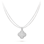 [Eternal Jewelry]CLOVER 25MM SILVER FULL DIAMOND BIG CLOVER NECKLACE
