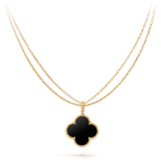 [Eternal Jewelry]CLOVER 25MM GOLD ONYX BIG CLOVER NECKLACE