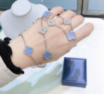 [Eternal Jewelry]CLOVER 10 MOTIFS CHALCEDONY DIAMONDS SILVER NECKLACE - 图片 7