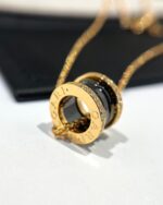 [Eternal Jewelry]ZERO 1 BLACK CERAMIC DIAMOND PINK GOLD NECKLACE - 图片 2