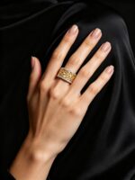 Two-Tone Lace CZ Open Wide Band Ring | TikTok Viral Textured Statement Ring - Image 3