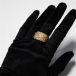 Vintage Hammered Gold CZ Stone Wide Band Ring | TikTok Viral Textured Statement Ring - Image 4